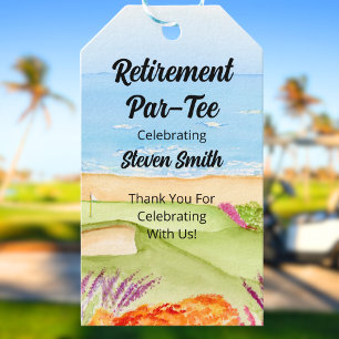 Étiquettes-cadeau Terrain de golf de retraite au bord de la mer 