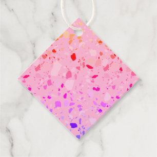 Étiquettes Cadeau Terrazzo Motif main dessinée Minimal rose