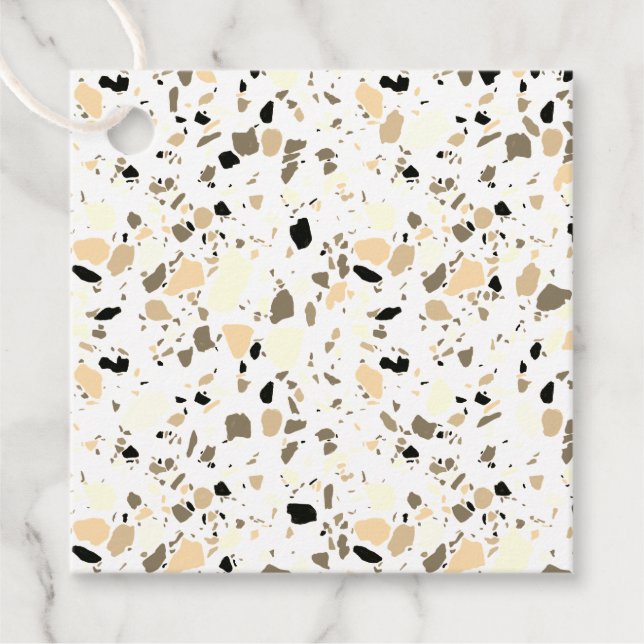 Étiquettes Cadeau Terrazzo Motif main tiré Sepia minimal (Devant)