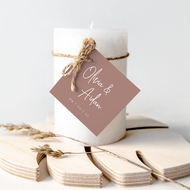 Étiquettes Cadeau Terre cuite | Mariage de script manuscrit moderne (Créateur téléchargé)