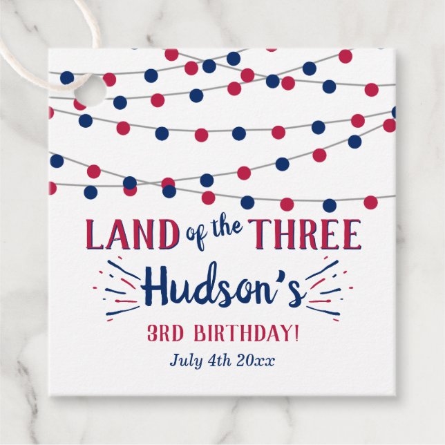 Étiquettes Cadeau Terre Des Trois ! 4 juillet 3ème anniversaire (Devant)