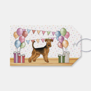Étiquettes-cadeau Terrier Airedale Anniversaire Coloré Pastel