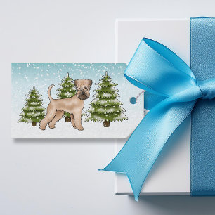 Étiquettes-cadeau Terrier Wheaten à poil doux Forêt enneigée d'hiver