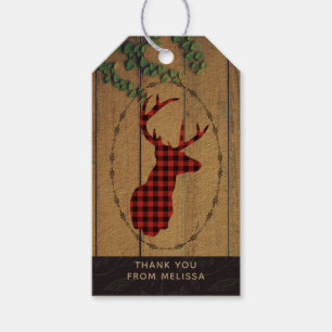 Étiquettes-cadeau Tête de cerf avec Antlers sur plateaux en bois ave