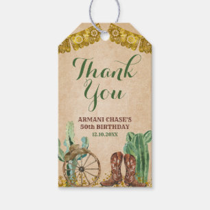 Étiquettes-cadeau Texas South Western Cowboy Merci d'anniversaire