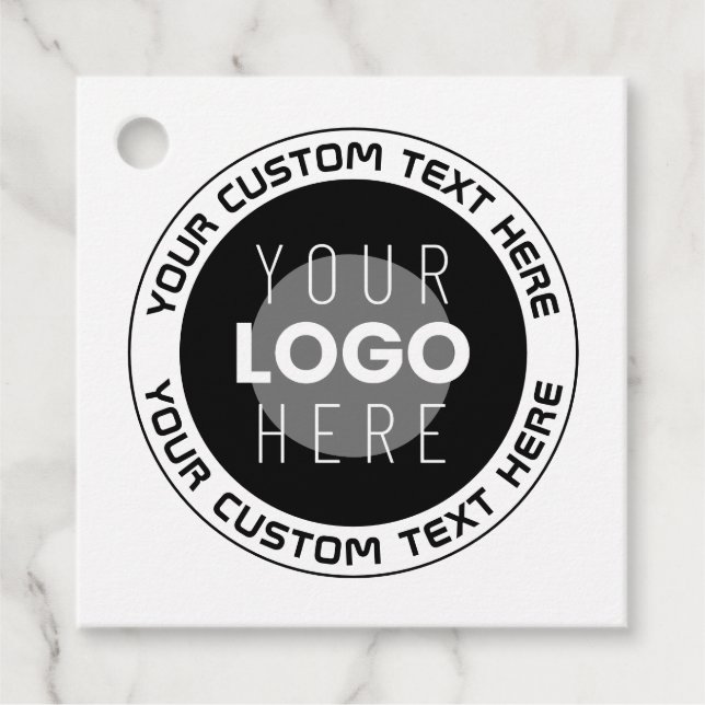 Étiquettes Cadeau Texte circulaire modifiable et logo remplaçable |  (Devant)