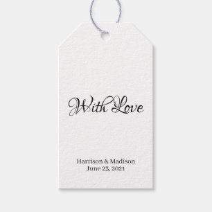 Étiquettes-cadeau Texte de script noir personnalisé Mariage étiquett