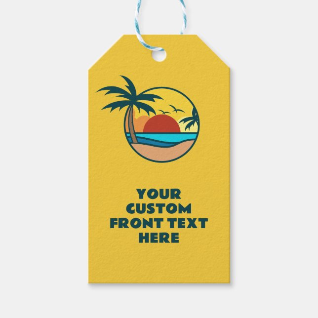 Étiquettes-cadeau Texte personnalisé Coucher de soleil sur la plage  (Devant)