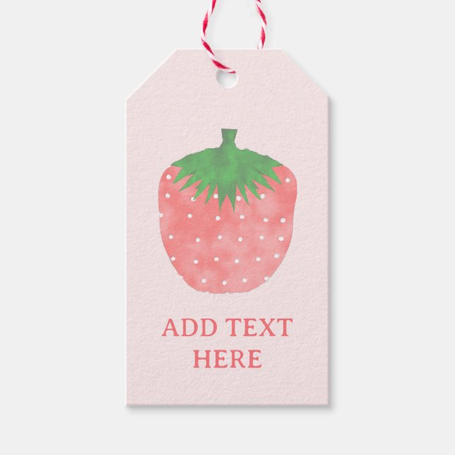 Étiquettes-cadeau Texte personnalisé de dessin de fraises (Devant)