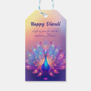 Étiquettes-cadeau Texte personnalisé, Diwali Peacock Splendor