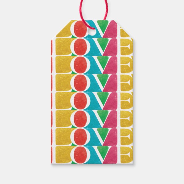 Étiquettes-cadeau texte personnalisé LOVE LOVE LOVE LOVE CHRISTMAS (Devant)