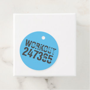 Étiquettes Cadeau Texte usé et rayé Workout 247365 bleu