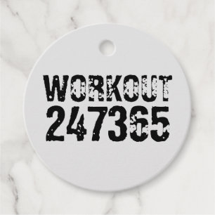 Étiquettes Cadeau Texte usé et rayé Workout 247365 noir