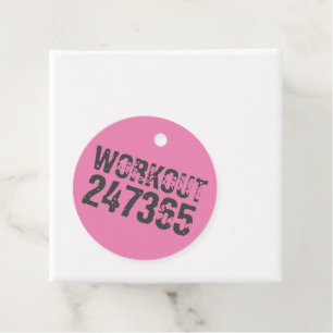Étiquettes Cadeau Texte usé et rayé Workout 247365 rose