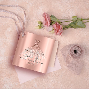 Étiquettes Cadeau Than You Rose d'or de la 16e Quinceanera