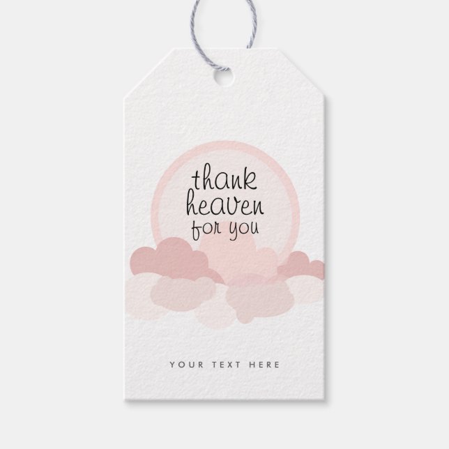 Étiquettes-cadeau Thank Heaven for You | Pink and Neutral Clouds (Devant)