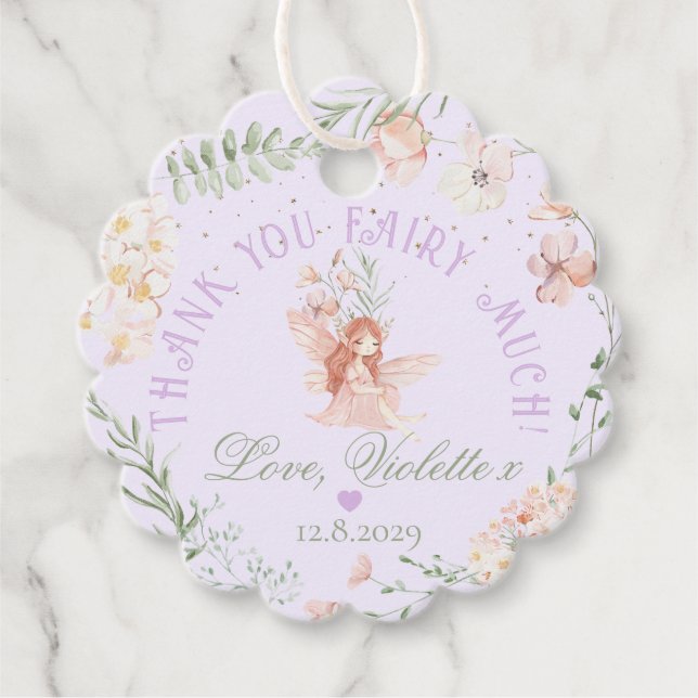 Étiquettes Cadeau Thank you Fairy Much Fairy 1st Birthday Magical (Devant)