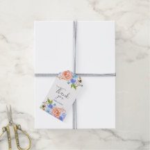Thank You watercolor blue and peach florals