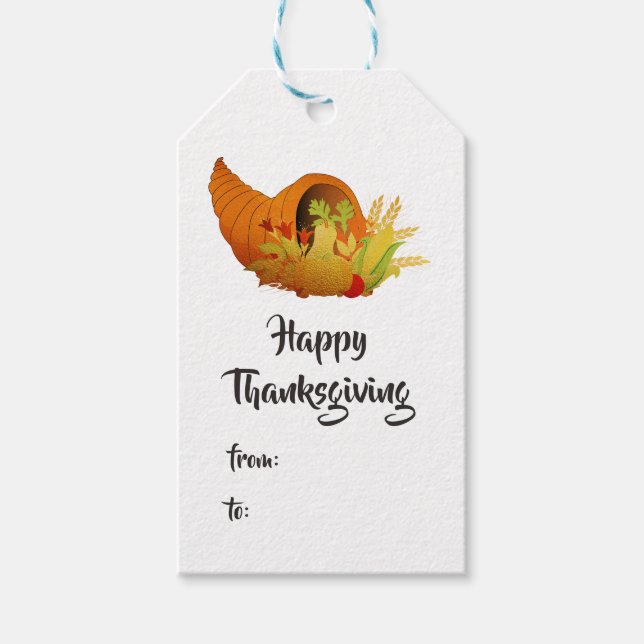 Étiquettes-cadeau Thankesgiving Gold Foil (Devant)