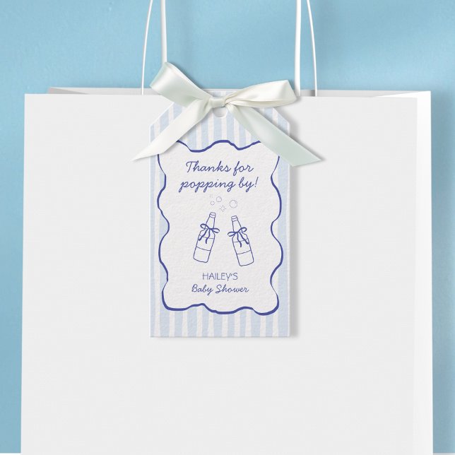 Étiquettes-cadeau Thanks for Popping By Blue Soda Bottle Baby Shower (Thanks for Popping By Blue Soda Bottle Baby Shower Gift Tags)