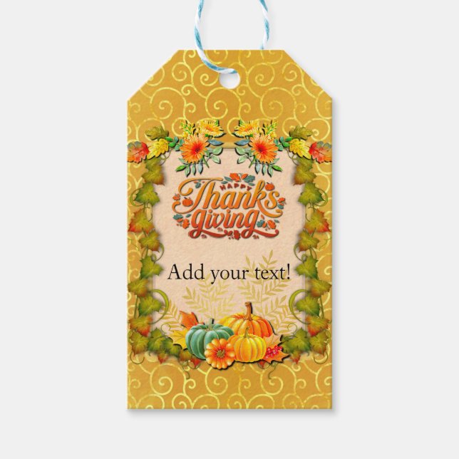 Étiquettes-cadeau Thanksgiving Automne Automne Maple Feuilles et cit (Devant)