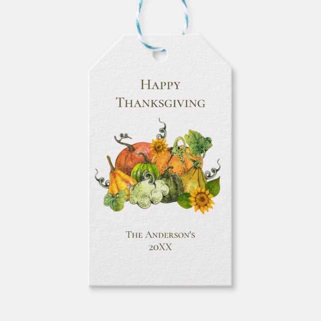 Étiquettes-cadeau Thanksgiving automne Citrouilles d'automne personn (Devant)