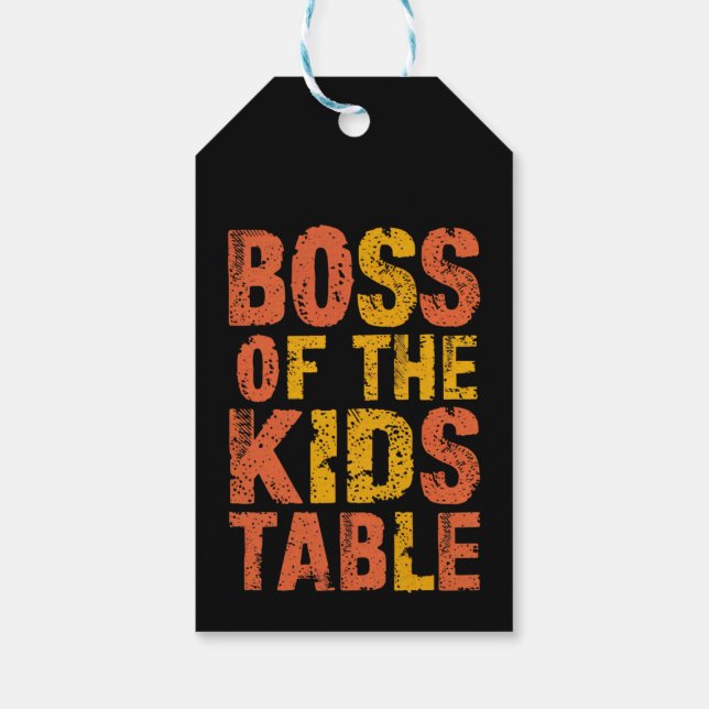 Étiquettes-cadeau Thanksgiving Boss Of The Kids Table Turquie Day (Dos)