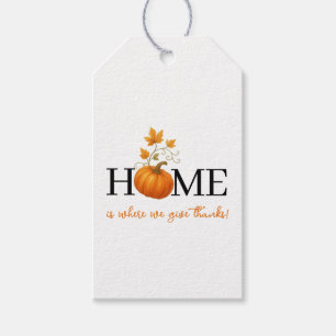 Étiquettes-cadeau Thanksgiving Citrouille Home Où nous donnons des r