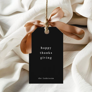 Étiquettes-cadeau Thanksgiving minimaliste en noir et blanc