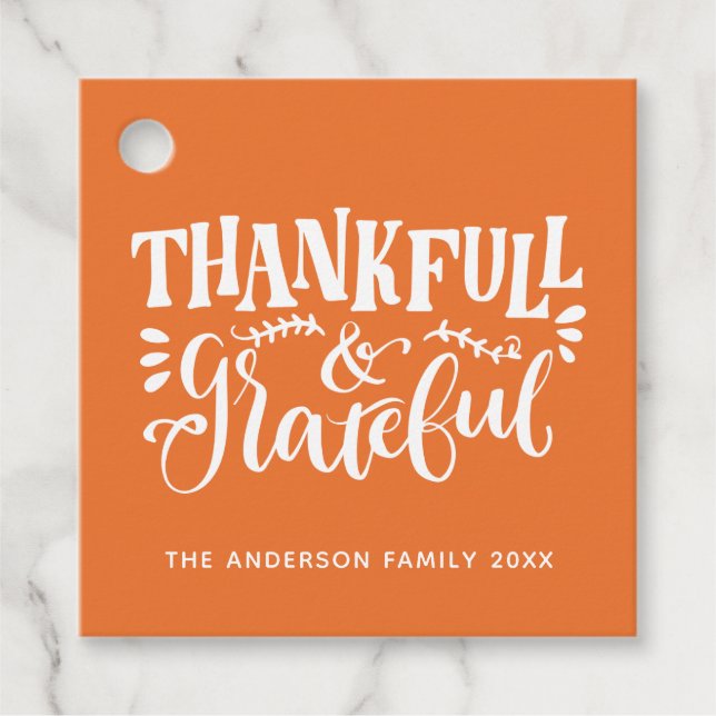 Étiquettes Cadeau Thanksgiving Thankful & Grateful Fall Harvest (Devant)