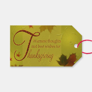Étiquettes-cadeau Thanksgiving veut typographie Feuilles