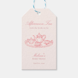 Étiquettes-cadeau Thé de l'après-midi Mariage Rose Dessiné à la Main