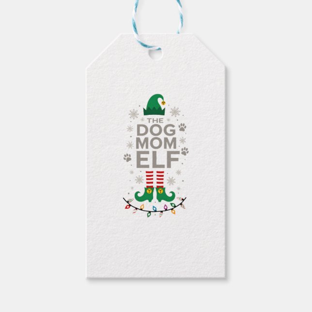 Étiquettes-cadeau The Dog Mom Elf Xmas Funny Dogs lover Christmas Do (Devant)