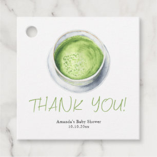 Étiquettes Cadeau Thé Matcha Aquarelle Baby Shower Merci