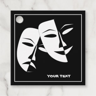 Étiquettes Cadeau Théâtre Masque Comédie Tragédie Noir Blanc Personn