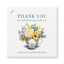 Théière Fleurs Jaunes Bleues 100e Anniversaire