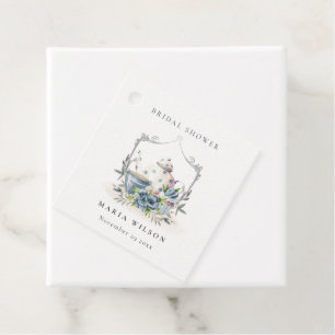Étiquettes Cadeau Théière florale bleue aquatique mignonne Crête Sho