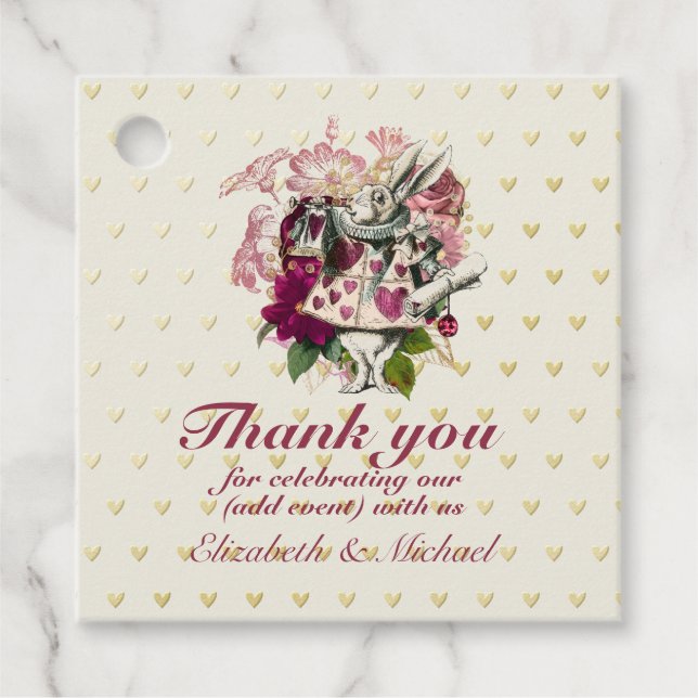 Étiquettes Cadeau Thème Alice au Pays des Merveilles Fête à Thé Pers (Devant)