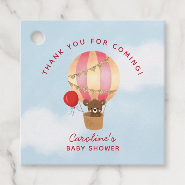 Étiquettes Cadeau Thème aventure Baby shower fille Merci (Devant)