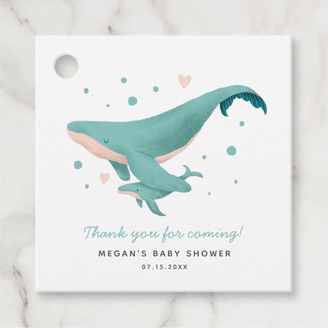 Étiquettes Cadeau Thème baleine Baby shower nautique (Devant)