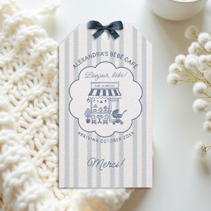 Étiquettes-cadeau Thème de café Bebe Brunch Bleu Poussiéreux Baby Sh