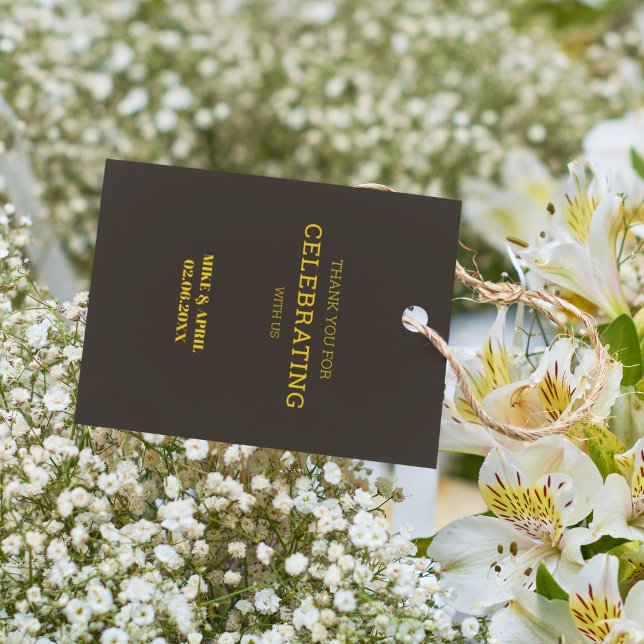 Étiquettes Cadeau Thème de Mariage doré noir riche (Thank your guests for attending your wedding)