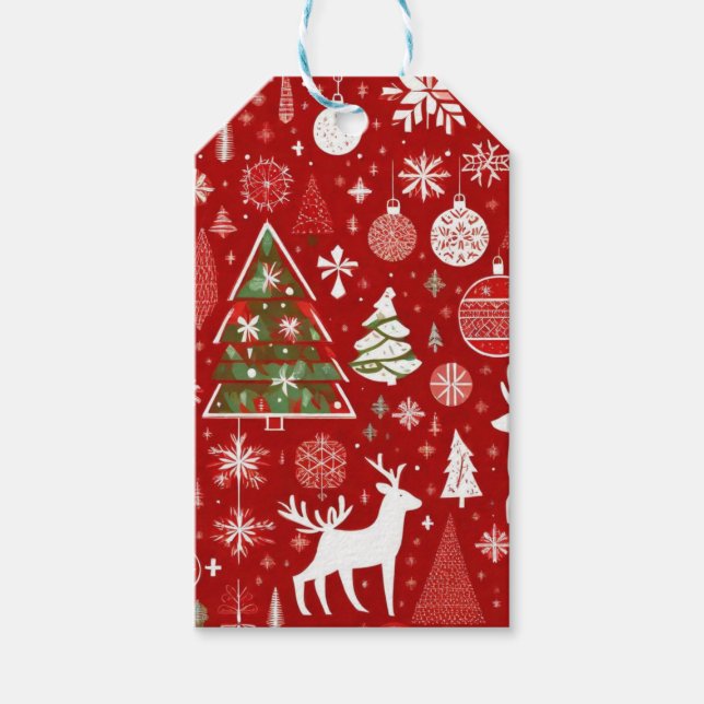 Étiquettes-cadeau Thème de Noël Arbres de Noël Flocon de neige Balis (Devant)