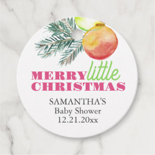Étiquettes Cadeau Thème de Noël Baby shower rose et vert Tags cadeau