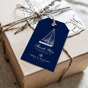Étiquettes-cadeau Thème nautique Mariage Voilier Custom Marine