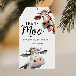 Étiquettes-cadeau Thème Vache   Merci pour la fête d'anniversaire