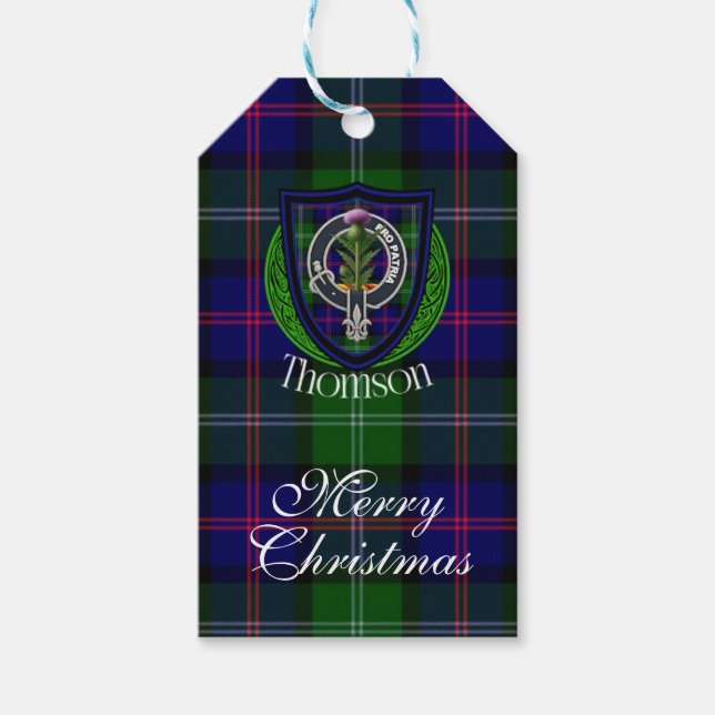 Étiquettes-cadeau Thomson Scottish Clan Tartan & Crest (Devant)