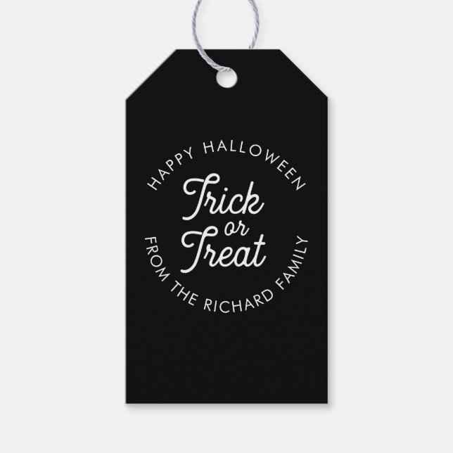 Étiquettes-cadeau Ticket ou traitement Halloween Party Favoriser Cad (Devant)