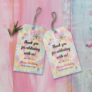 Étiquettes-cadeau Tie Dye fête d'anniversaire