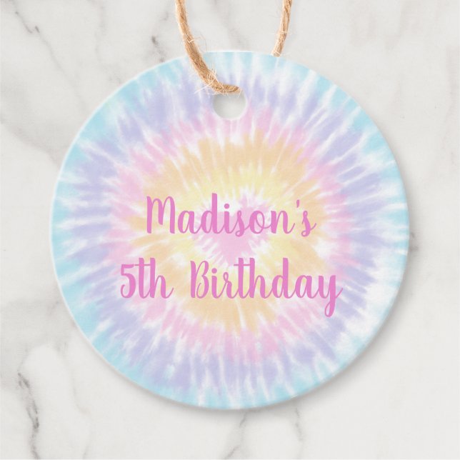 Étiquettes Cadeau Tie Dye Rainbow Boho Hippie Anniversaire Merci (Devant)